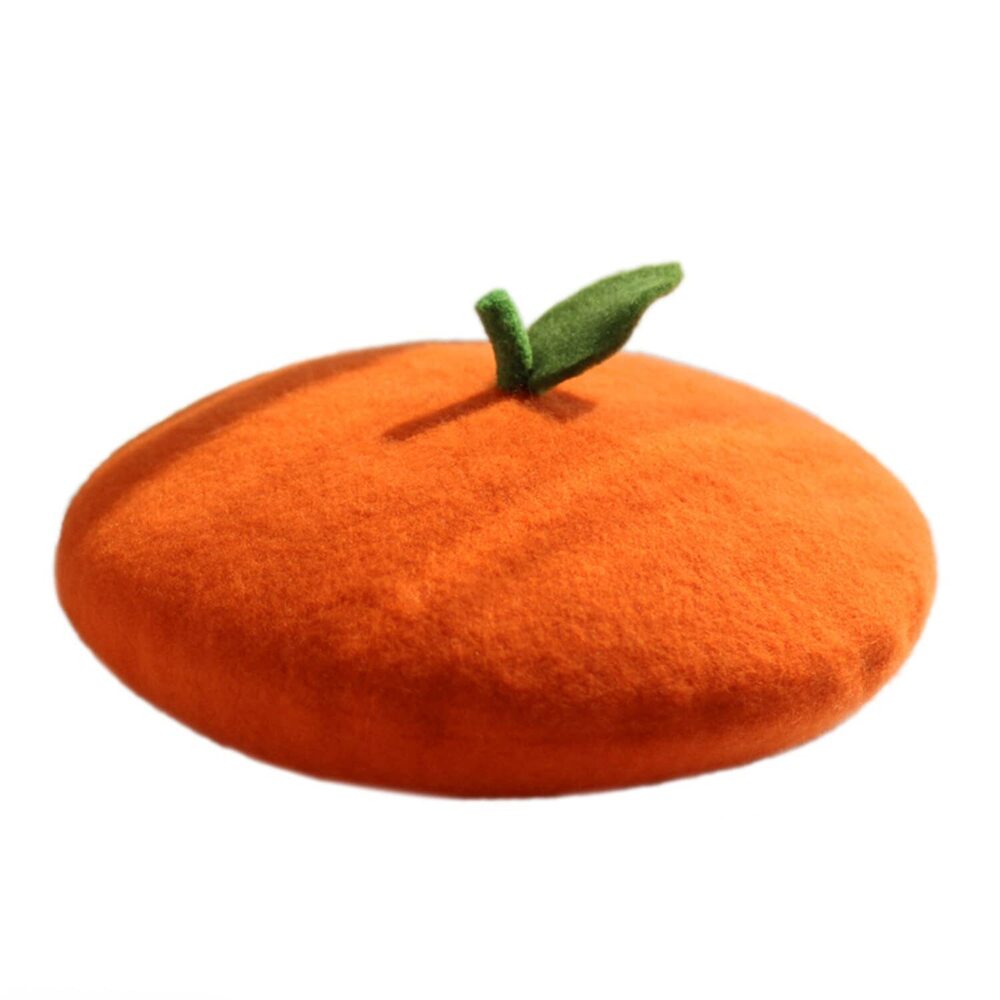 4955 Kawaii Fruit Orange Berets Hat Cute French Vintage Artist Painter Cap